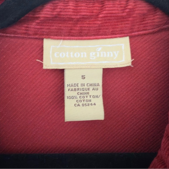 Cotton Ginny Red Corduroy Button Front Midi Dress Size 5 - Picture 10 of 11